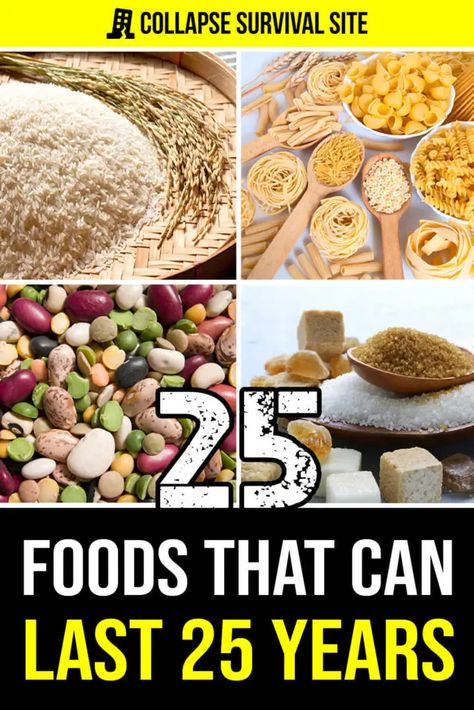 These emergency foods that can be safely stored for up to 25 years, perfect for long-term food storage and stockpiling. Storing Food Long Term, Survival Prepping Diy, Best Survival Food, Emergency Preparedness Food, Emergency Food Storage, Long Term Food Storage, Survival Skills Life Hacks, Dried Corn, Wheat Berries