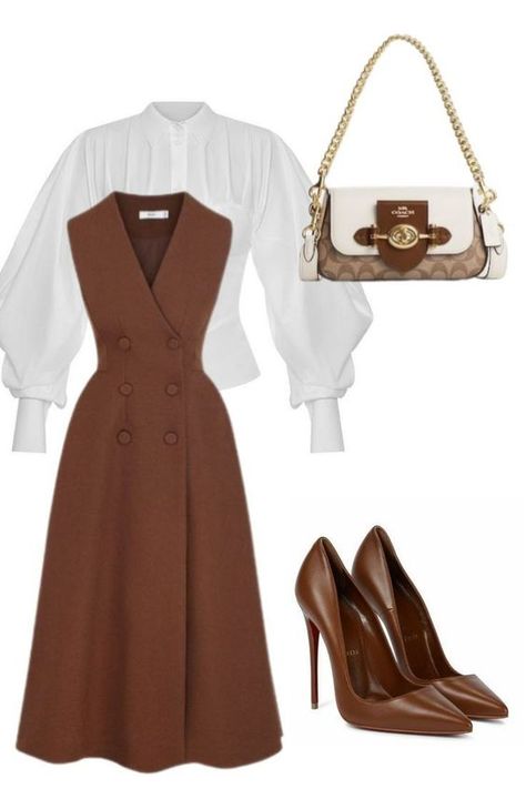 Modest Chic Dresses, Church Ideas Outfits, Hijab Outfit Work Offices, Office Elegant Outfit, Business Outfits Women Dress, Office Outfits Polyvore, Corporate Outfits Dress, Modest Office Outfits Women, Rich Elegant Aesthetic