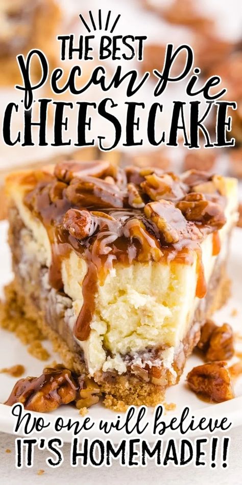 Unique Cheesecake Recipes, Unique Cheesecake, Pecan Cheesecake Recipes, Pecan Desserts Recipes, Pecan Pie Cheesecake Recipe, Traditional Cheesecake, Classic Pecan Pie, Happy Habits, Pecan Desserts