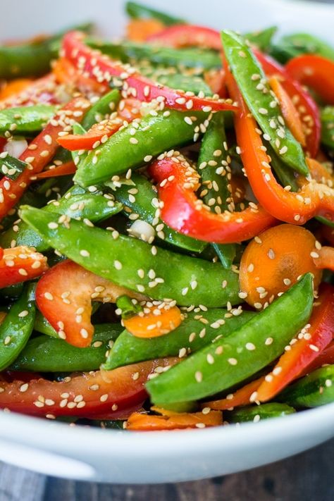 Snow Pea Salad, Snap Peas Recipe, Snap Pea Salad, Pea Salad Recipes, Veggie Recipe, Asian Meals, Snap Pea, Salads Recipes, Savory Salads