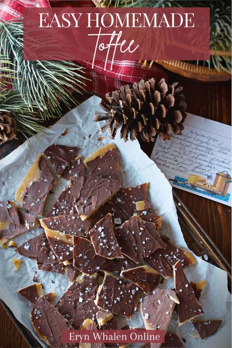 Learn how to make Great Grandma Susan’s timeless homemade English toffee recipe! This buttery, chocolatey treat is a family favorite passed down for generations. Perfect for the holiday season, it’s made with simple ingredients like butter, brown sugar, and chocolate, and comes together in no time. Whether you’re gifting it or keeping it for yourself, this easy recipe is a must-try! Click to get the full recipe and step-by-step tips for perfect toffee every time. Easy Toffee Recipe, Homemade English Toffee, Brown Sugar Toffee, Homemade Toffee Recipe, Christmas Toffee, English Toffee Recipe, How To Make Toffee, Homemade Brown Sugar, Easy Toffee