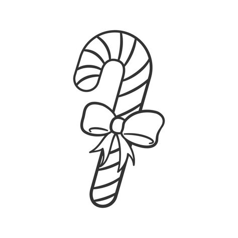 Peppermint candy cane with ribbon outline doodle cartoon illustration. Winter Christmas theme coloring book page activity worksheet for kids Peppermint Coloring Page, Candy Cane Tattoo, Candy Cane Outline, Candy Cane Drawing, Ribbon Outline, Bow Outline, Christmas Outline, Candy Cane Svg, Bow Drawing