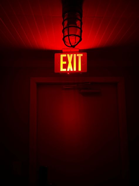 Neon Exit Sign, Red Playlist Covers, Upbeat Aesthetic, Neon Signs Aesthetic, Red Traffic Light, Chasing Shadows, Secret Garden Parties, Red Aesthetic Grunge, Music Cover Photos