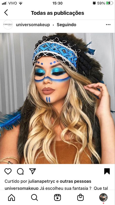 Native American Makeup, Party Cooler, Make Carnaval, Indian Makeup, Ombre Hair Color, Festival Makeup, Halloween Make Up, Fantasy Makeup, Halloween Looks