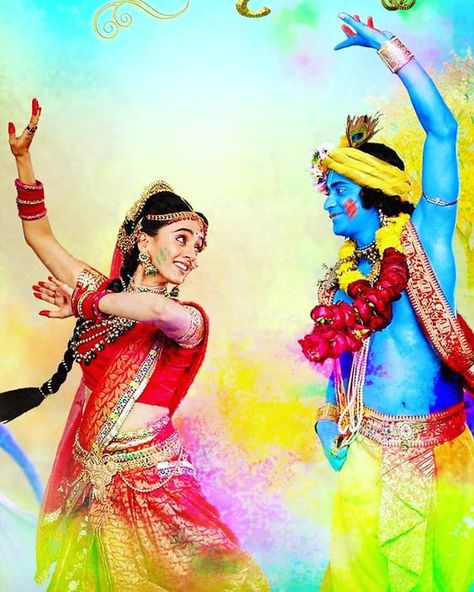 Radhakrishn Wallpaper, Krishna And Rukmini, Krishna Rukmini, Rukmini Krishna, Krishna Holi, Black Skulls Wallpaper, Headphones Art, Radha Krishna Holi, Holi Photo