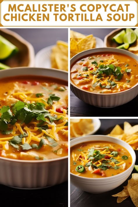 Enjoy the same restaurant-quality flavor and texture of one of your favorites from home with this simple recipe for McAlister’s Copycat Chicken Tortilla Soup. Learn more about how to make it here! Copycat Chicken Tortilla Soup, Tortilla Soup Crockpot, Chicken Tortilla Soup Crock Pot, Creamy Chicken Tortilla Soup, Chicken Tortillas Soups Recipe, Tortilla Soup Recipe, Fresh Fruit Salad, Hearty Chicken, Chicken Enchilada Soup