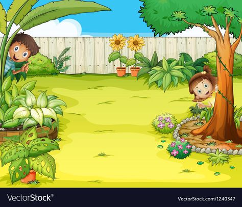 Backyard Illustration, Aba Programs, Flower Garden Drawing, Nature Clipart, Farm Cartoon, Cartoon Garden, Backyard Flowers Garden, Landscape Clipart, Garden Clipart