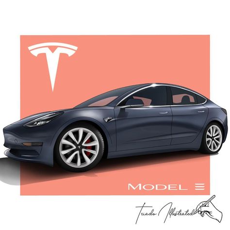 Illustrations & Graphic Design on Instagram: “✍🏻 @triado_illustrated ——————————————————— Shoutout @chill_mill91 and his Tesla Model 3! Trying out new background color, let me know what…” Tesla Illustration, New Background, Tesla Car, Tesla Model S, Tesla Model 3, Automotive Art, New Backgrounds, Car Girls, Tesla Model