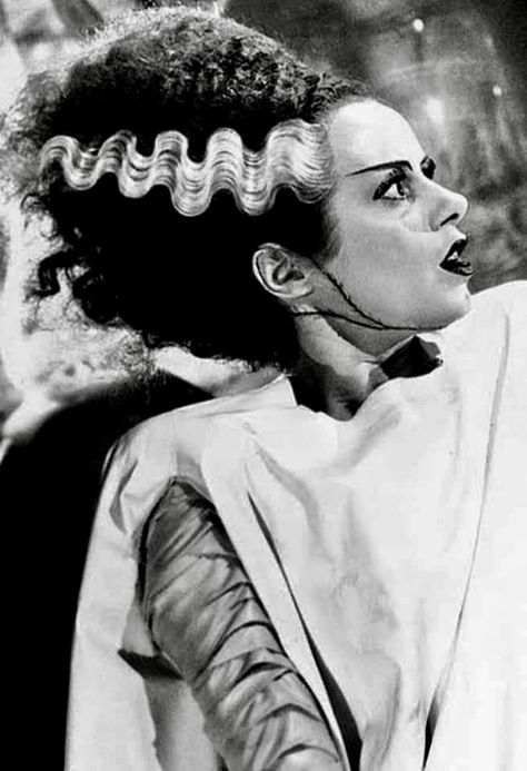 Elsa Lanchester “Bride of Frankenstein” 1935 Bride Of Frankenstein Costume, Modern Prometheus, Frankenstein Bride, Elsa Lanchester, Frankenstein Costume, The Bride Of Frankenstein, Frankenstein Art, Frankenstein Monster, Photo Portraits