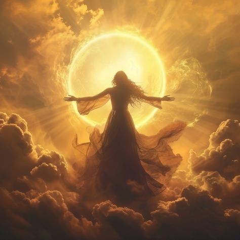 Foto grátis representação radiante da de... | Free Photo #Freepik #freephoto #mulher-retrato #mulheres #fantasy #retrato Sun Woman Art, Sun Queen Art, Powerful Woman Art Goddesses, Celestial Woman Art, Goddess Branding, Fantasy Sun Goddess, Strong Aesthetic, Book Cover Background, God Is A Woman