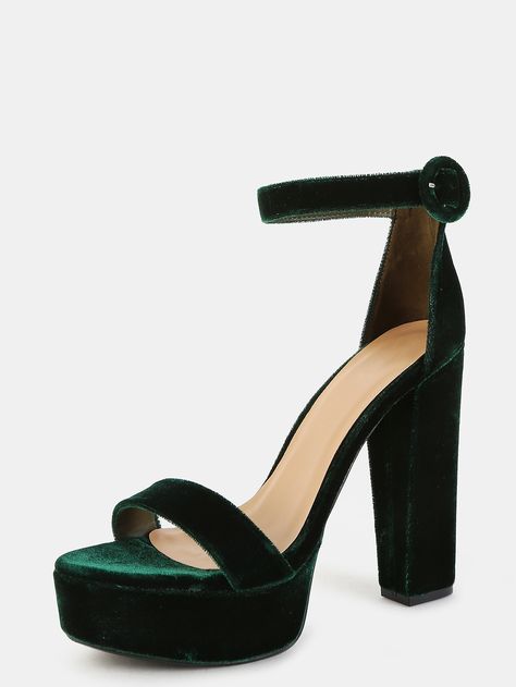 Shop Open Toe Velvet Platform Heels GREEN online. SheIn offers Open Toe Velvet Platform Heels GREEN & more to fit your fashionable needs. Fantasy Academia Aesthetic, Secret Garden Prom, Sage Green Quinceanera, Green Platform Heels, Velvet Platform Heels, Green Shoe, Disco Jumpsuit, Heels Green, Green High Heels