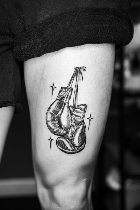 Boxing Gloves Tattoo, Muay Thai Tattoo, Boxing Tattoos, Flash Tats, Etching Tattoo, Thai Tattoo, Hand Tattoos For Guys, Anime Tattoos, Tattoo Design Drawings