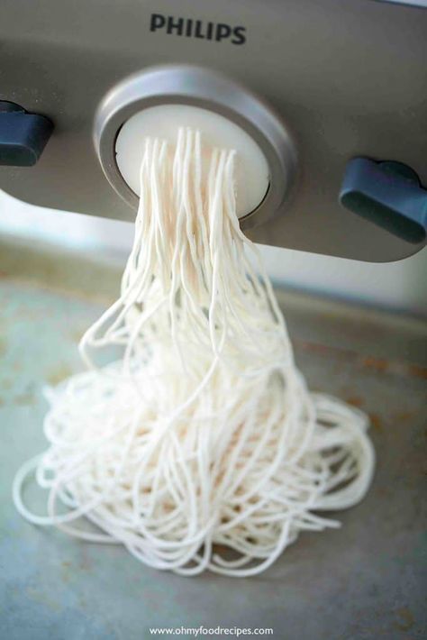 Rice Noodles Philips Noodles Machine | Oh My Food Recipes Homemade Rice Noodles How To Make, How To Make Rice Noodles Recipe, Home Made Rice Noodles, Fresh Noodles Recipe, Homemade Rice Noodle Recipes, How To Make Rice Noodles, Noodle Dough Recipe, Homemade Rice Noodles Recipe, Phillips Pasta Maker Recipes