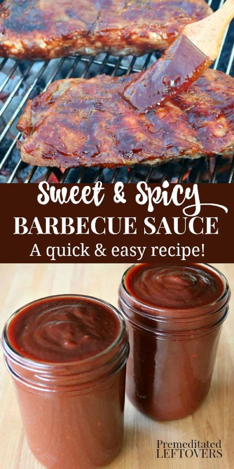 Spicy Barbecue Sauce Recipe, Homemade Barbecue Sauce Recipe, Bbq Sauce Homemade Easy, Barbecue Sauce Recipe, Make Bbq Sauce, Homemade Bbq Sauce Recipe, Homemade Barbecue, Rib Sauce, Sweet Bbq Sauce