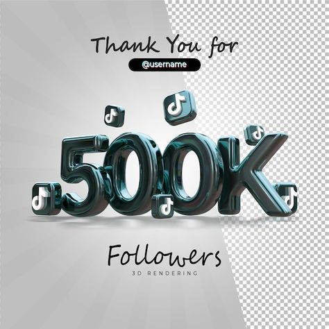 500k Followers Tiktok, Alpha Background, Followers Tiktok, 500k Followers, Tiktok Followers, Creative Video, 3d Rendering, Vector Photo, Graphic Resources