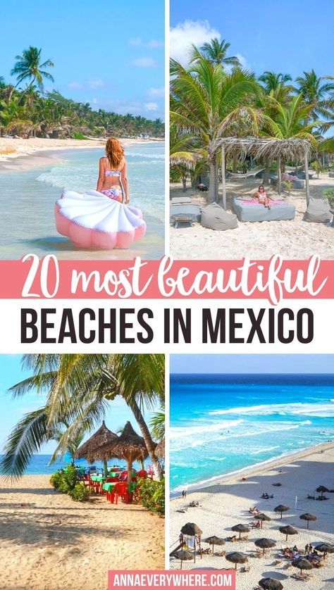 20 Most Beautiful Beaches in Mexico. Mexico is white sand beaches surrounded by palm trees. Not surprisingly Mexico has some of the best beaches in the world. Beaches in Mexico | Mexico Travel | Cancun Beaches | Caribbean Beach #beaches #mexicobeaches Best Mexico Destinations, Travel Cancun, Best Beach Destinations, Beaches In Mexico, Best Beaches In Mexico, Cozumel Cruise, Beach In Mexico, Mexico Itinerary, Mexico Beaches