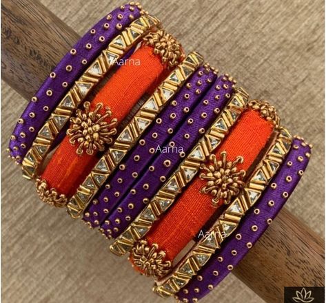 Embroidery Bangle Designs, Tread Bangles Silk, Silk Thread Bangle Designs, Tread Bangle Designs, Aari Work Bangles Designs, Aari Bangle Design, Tread Bangles Designs, Silk Tread Bangals Design, Silk Thread Kundan Bangles