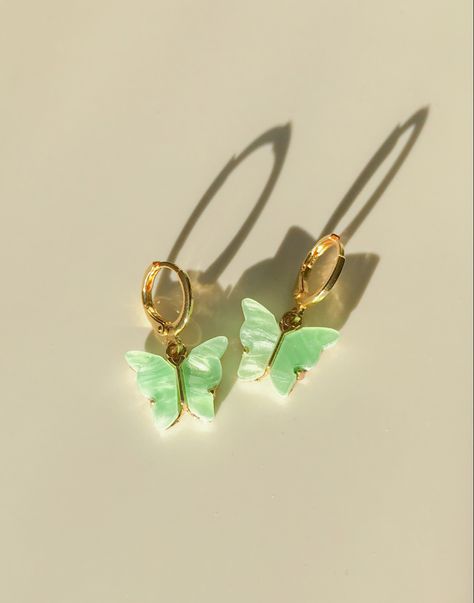 Green Butterfly Earrings, Butterfly Earring, Jewelry Accessories Ideas, Green Butterfly, Accessories Ideas, Butterfly Earrings, Jewelry Accessories, Collage, Green