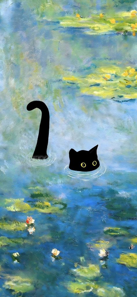 Phone Backgrounds Cat, Cat And Frog, Space Frog, Messy Wallpaper, Ghibli Wallpaper, Cat Phone Wallpaper, Desain Buklet, Arte Van Gogh, Cat Anime