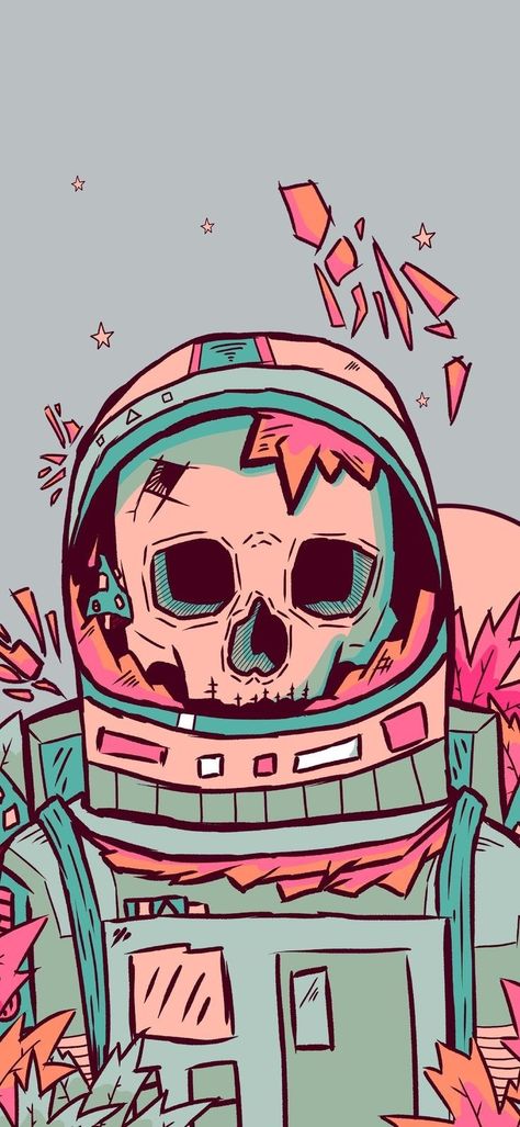 Skull Drawings Aesthetic, Things In Space Drawing, Knowledge Astethic, Pop Art Style Paintings, Astronaut Art Aesthetic, Space Drawings Aesthetic, Phone Wallpaper Drawing, Cute Skeleton Drawing, Digital Art Styles Inspiration