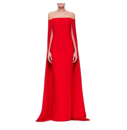 Shop The Golden Globe Style – Ralph Lauren Collection Audrey Cape Off-the-shoulder Evening Gown Red Evening Gowns, Off Shoulder Evening Dress, Look Formal, Red Gowns, Ladies Gown, Ralph Lauren Collection, Cape Dress, Gorgeous Gowns, Beautiful Gowns