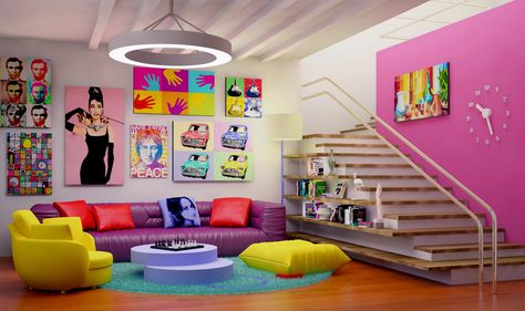 Pop Art Interior Design Design Ideas 9 On Home Architecture Design Ideas http://bluecanvas.pl/459-fototapety-pop-art Estilo Kitsch, Pop Art Decor, Interior Design Per La Casa, Pop Art Design, Style Deco, Design Del Prodotto, Interior Design Art, A Living Room, Living Room Paint