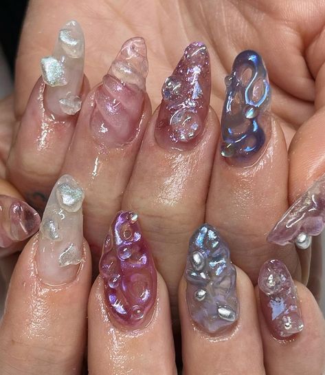 Romantic Nails, Transparent Nails, Shiny Nails, Pretty Gel Nails, Really Cute Nails, Soft Nails, Gel Tips, Ice Ice Baby, Birthday Nails