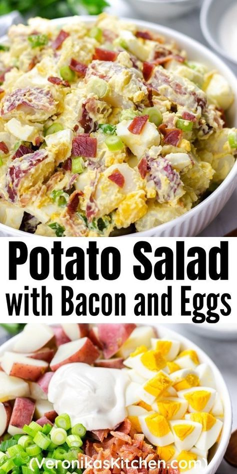 Salad With Bacon And Egg, Egg Potato Salad, Potato Salad With Bacon, The Best Potato Salad, Best Potato Salad, Dishes Ideas, Egg Potato, Recipe Potato, Potato Salad With Egg