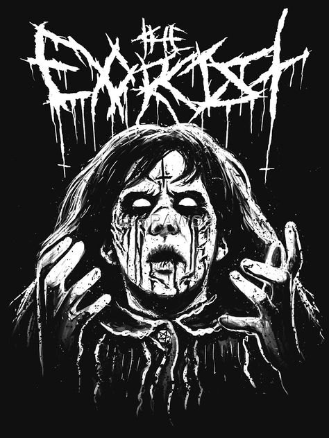 "Black Metal Exorcism" T-shirt by samRAW08 | Redbubble Arte Heavy Metal, Horror Merch, Black Metal Art, Heavy Metal Art, Arte Punk, Horror Artwork, Metal T Shirts, The Exorcist, Beautiful Dark Art