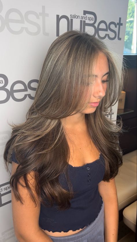 Coupe, Long Subtle Layers Face Framing, Long Face Framing Layers Brunettes, Front Angles Long Hair, Front Long Layers Long Hair, Hair Layers With Face Framing, Face Frame Blowout, Defined Layers Long Hair, Long Layers Haircut Blowout