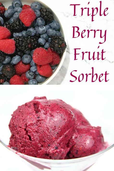 Berry Sorbet Recipe, Sorbet Recipes Easy, Fruit Sorbet Recipe, Mixed Berry Sorbet, Homemade Sorbet, Sherbet Recipes, Hp Sauce, Sorbet Ice Cream, Fruit Sorbet