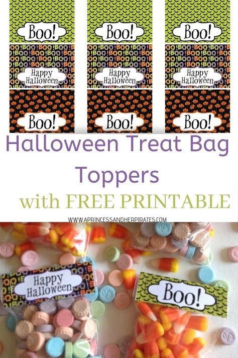 Halloween Treat Bag Toppers Printable, Treat Bag Toppers, Halloween Bag Toppers Free Printable, Halloween Bag Toppers, Halloween Candy Bark, Pretzel Bags, Halloween Craft Treats, Cute Halloween Treats, School Halloween Party