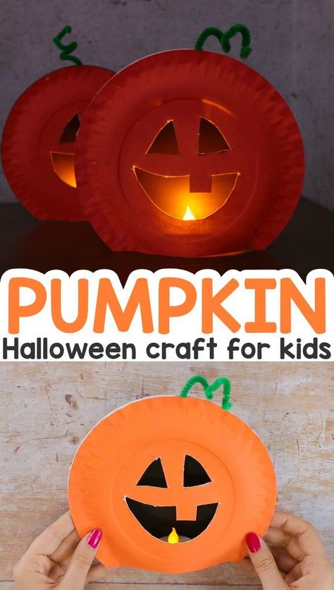 Paper Plate Pumpkin Craft - Easy Peasy and Fun Paper Plate Pumpkin Craft, Paper Plate Pumpkin, Paper Pumpkin Craft, Carve Pumpkins, Paper Plate Craft, Masque Halloween, Turtle Crafts, Pumpkin Craft, Rainbow Crafts