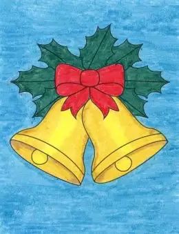 Easy How to Draw Christmas Bells Tutorial and Christmas Bells Coloring Pag · Art Projects for Kids Christmas Bells Drawing, Christmas Tree Drawing Easy, Crismas Tree, Christmas Drawings For Kids, Christmas Drawing Ideas, Easy Christmas Drawings, Xmas Bells, Christmas Sketch, Christmas Tree Drawing