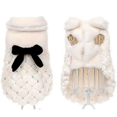 Bow Coat, Winter Overcoat, Princess Coat, Dog Clothing, Sequin Bow, White Fur, Dog Sweaters, Dog Sweater, Animal Fashion