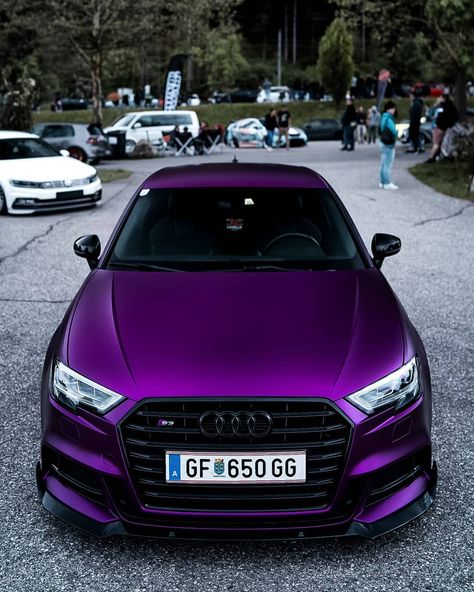 AudiLOOO❤VER on Instagram: “😈Rate this purple S3 from 1-100😈 Get 10% discount for Audi tuning parts by @ultimatecustomsuk with Code 'audilover' ❤️ .  By…” Dream Cars Audi, Carros Bmw, Luxury Cars Audi, Serie Bmw, Bmw Sport, Purple Car, Custom Cars Paint, Audi S3, Pimped Out Cars