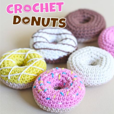 How to Crochet Donuts - Free Pattern Beginner Haken, Donut Pattern, Pola Amigurumi, Bantal Sofa, Food Patterns, Crochet Food, Crochet Amigurumi Free Patterns, Crochet Amigurumi Free, Haken Baby