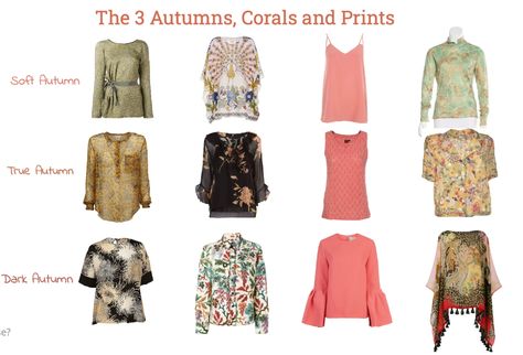 Autumn Progressions, Corals and More Prints - 12 Blueprints Mellow Autumn, 12 Blueprints, Soft Autumn Palette, Autumn Dark, Soft Autumn Color Palette, Deep Autumn, Dark Autumn, Fall Color Palette, Soft Autumn