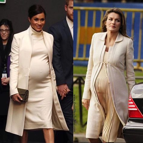 A new article in People Magazine reports that Meghan Markle’s Style is drawing comparisons to the Queen. While the article focuses on Harry’s grandmother, Meghan also seems to be style twins with Queen Letizia of 🇪🇸 Spain. The mom of two stepped out in 2005 in a cream colored coat while pregnant—-the neutral ensemble is similar to a style worn by Meghan Markle this week. #styles #twins #baby #momtobe #looks #pregnancy #fashionista #queenletizia #spain #meghanmarkle #bestdressed #coat #... Royal Maternity Style, Pregnant Meghan Markle, Megan Markle Maternity Style, Megan Markle Pregnant Style, Meghan Markle Pregnancy Style, Meghan Markle Coat, Meghan Markle Maternity Style, Meghan Markle House, Meghan Markle Divorce