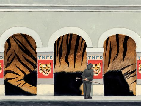 David de Las Heras | Illustration | Central Illustration Agency #tiger #animal #illustration #daviddelasheras Painterly Illustration, Zoo Illustration, Tiger Illustration, Contemporary Graphic, رعب نفسي, Illustration Agency, Basque Country, Art Japonais, Man Standing