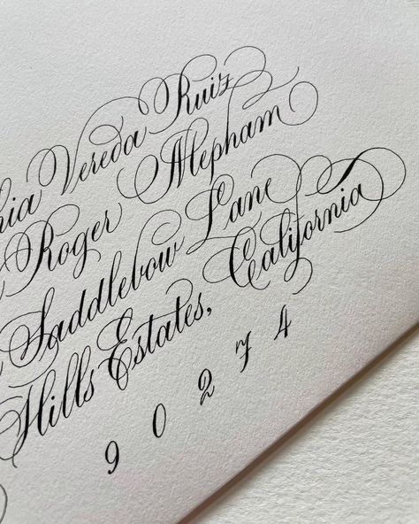 Wedding Invitation Envelopes Address, Address Calligraphy, Wedding Envelope Addressing, Spencerian Script, Envelope Address, Hand Lettering Envelopes, Wedding Envelope Calligraphy, Calligraphy Envelope Addressing, Calligraphy Script Fonts