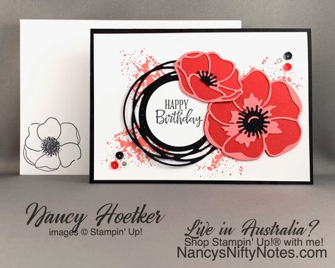 Garden Cactus, Stampin Up Karten, Painted Poppies, Poppy Cards, Karten Design, Roses Pink, Stamping Up Cards, Fun Fold Cards, Floral Cards