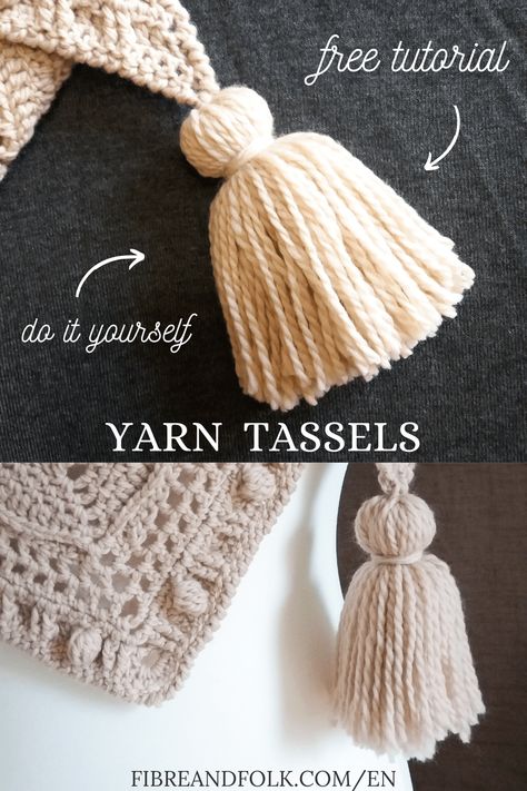 Crochet Blanket Tassels, Tassels Diy Tutorials, Blanket Tassels, Knot Techniques, Crochet Tassels, Make Tassels, Diy Tassels, Yarn Tutorials, Tassel Making