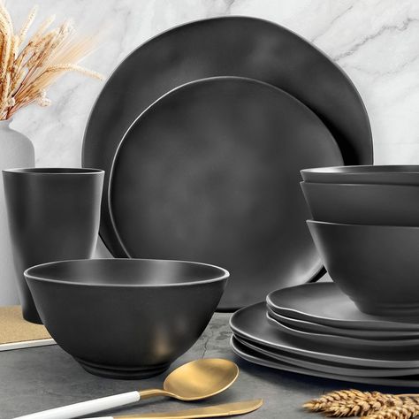 PRICES MAY VARY. PACKAGE INCLUDE: Service for 6, this dinnerware set includes 6 x 10.6" dinner plates, 6 x 8.66" dessert plates, 6 x 5.9"cereal bowls and 6 x 15oz cups. It's a great combination for a family dinner. Premium Quality: The dishes set is made of natural wheat straw and food-grade plastic materials. 100% BPA free, safe and healthy for everyone to use. It is thicker and stronger than other plastic dinnerware sets, while having an excellent weight, will not break or chip like porcelain Dish Sets Dinnerware, Kitchen Plates, Plastic Dinnerware Sets, Camping Dishes, Black Dinnerware, Plastic Dinnerware, Plates And Bowls Set, Kitchen Plate, Wheat Straw