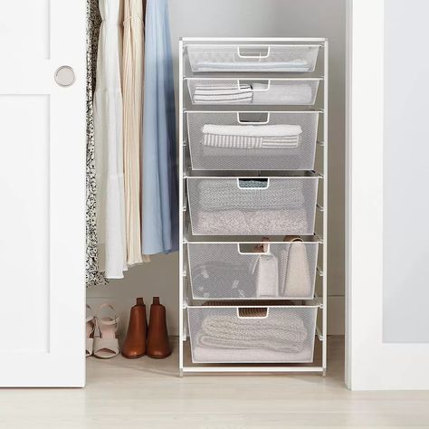 Elfa Medium Tall Drawer Solution | The Container Store Narrow Office, Elfa Closet, Tall Drawers, Kitchen Drawer Organizers, Elfa Shelving, Custom Closet Design, Drawer Storage Unit, Closet Drawers, The Container Store