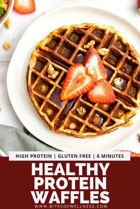 Protein waffles are the perfect healthy breakfast or brunch! These gluten free waffles are made with banana, egg whites, protein powder and gluten free flour. So easy to make and only 6 minutes to make! Great for meal prep too! Waffle Recipe Healthy, Healthy Waffles, Banana Waffles, Gluten Free Protein, Perfect Healthy Breakfast, Gluten Free Waffles, Protein Waffles, Banana And Egg, Protein Powder Recipes