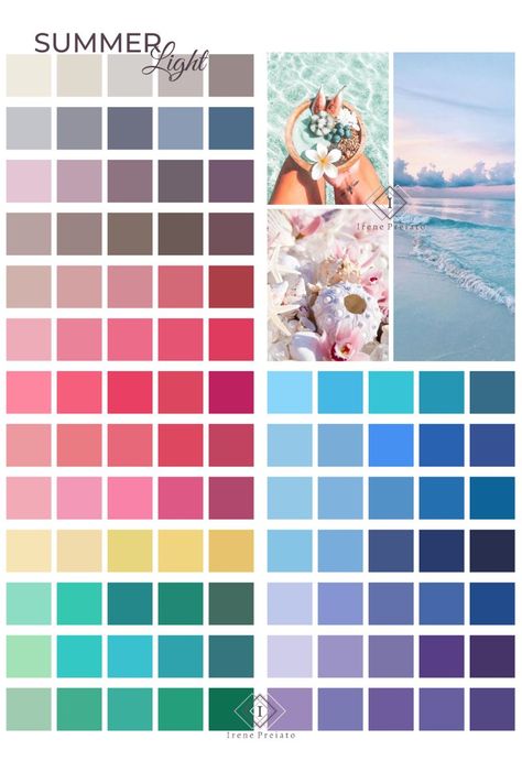 Summer Colour Analysis Outfits, Color Palette Light Summer, Summer Light Color Palette, Light Summer Clothes Color Palettes, Summer Color Analysis Palette, Summer Light Palette, Bright Summer Palette, Light Summer Colour Palette, Summer Tones Color Palettes