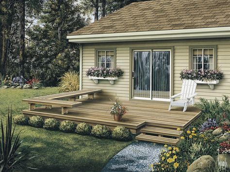 front door deck ideas | copyright by designer architect drawings and photos may vary slightly ... Small Backyard Decks, Deck Building Plans, Patio Decks, Door Decks, Backyard Patio Deck, Patio Deck Designs, Deck Designs Backyard, Front Deck, Small Deck