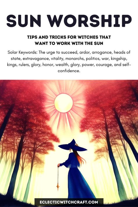 Are you a new witch looking to do some magick with the sun? Check out this blog post for tips on how to get started! You'll learn about the sun's correspondences and how to use its energy for spells & rituals. Modern pagans & baby witches can benefit from the sun's power! Solar correspondences for magick include: yellow clothing, sunflowers, maize, orange trees, olives, peonies, the lion, the eagle, phoenixes, peacocks and so much more. Dive in and learn all about this old-school pagan practice. Sun Witchcraft, Solar Magic, Drawing Down The Moon, Eclectic Witchcraft, Yellow Clothing, Sun Worship, Sun Solar, Green Witchcraft, Orange Trees