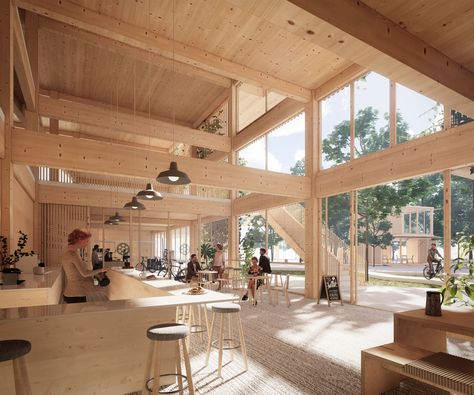 Viborg, Clt House Architecture, Danish Architecture, Open Architecture, Timber Architecture, Wooden Facade, Wooden Architecture, Platform Design, Timber Buildings